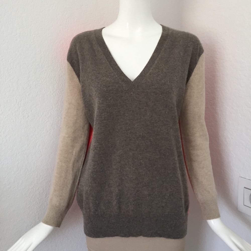 Autumn cashmere color block cashmere sweater